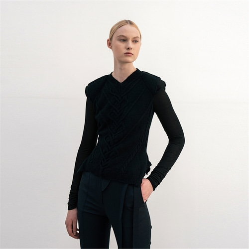 [제인송] Black Cashmere Knit Vest (JUJN101)