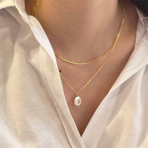 [하스] Pearl star necklace_HXB17