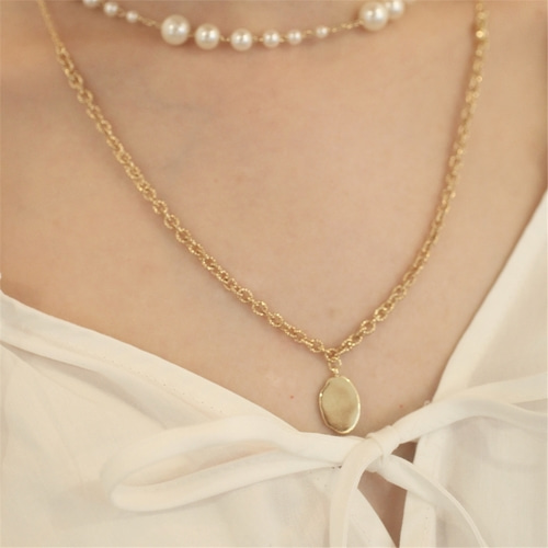 [하스] Unbalanced chain mixed necklace_LV012