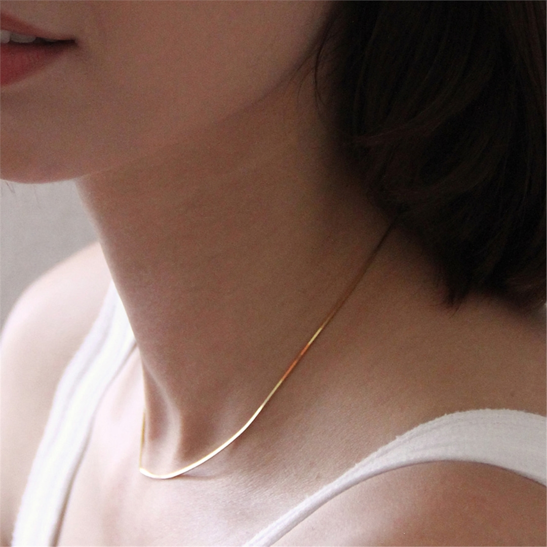 [티오유] Gold snake line necklace_LU04