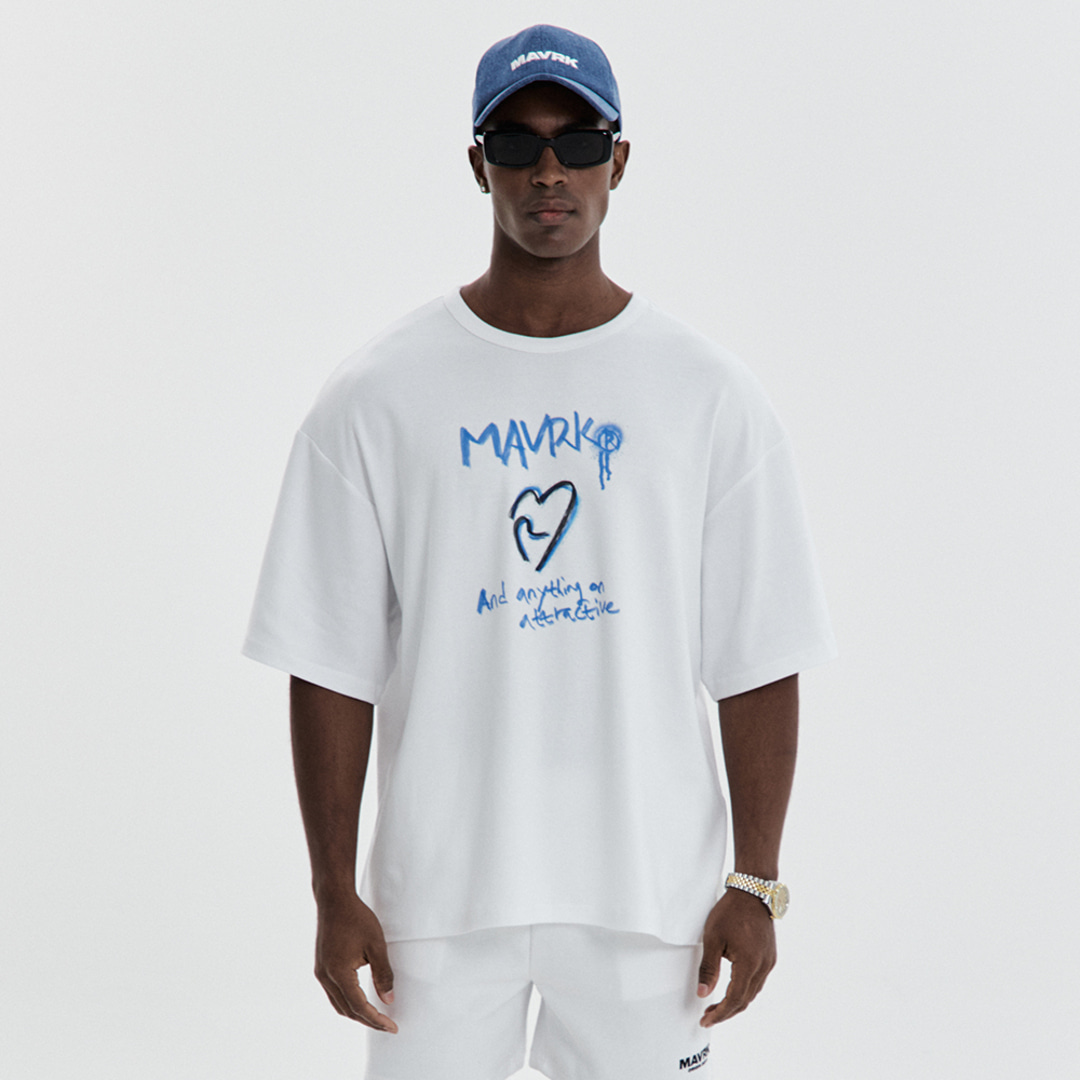 [매버릭] MVR 하트 그래피티 오버핏 티셔츠