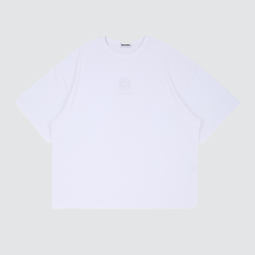 [매버릭] M-플라워 자수 오버핏 티셔츠 화이트