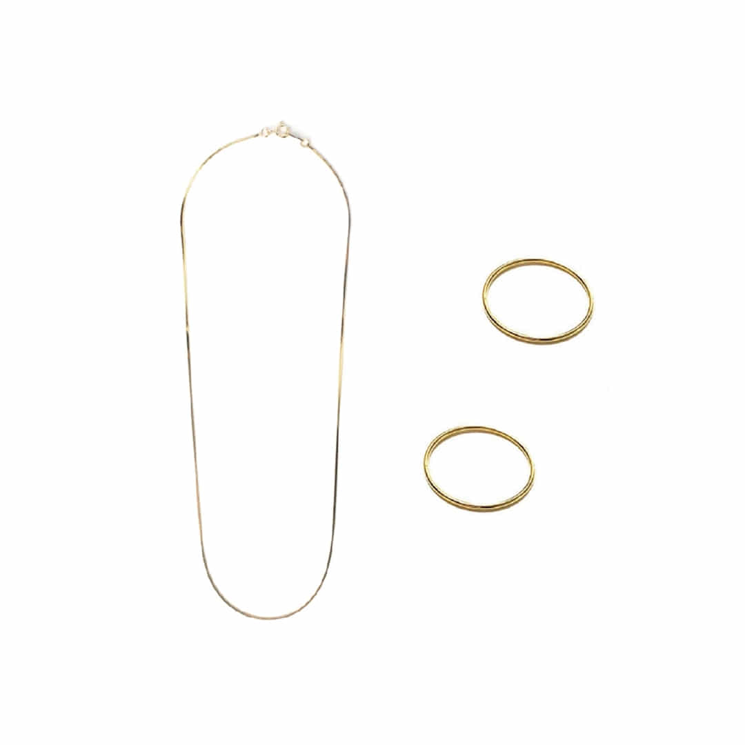 [티오유] [SET]Glossy texture necklace and ring set_TN93_Silver925