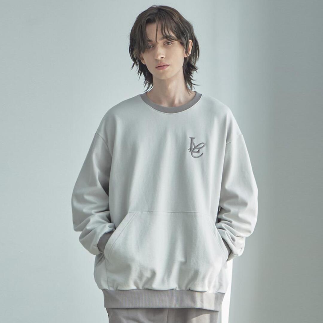 [라드에디션]two-tone overfit logo pocket sweatshirt-light grey