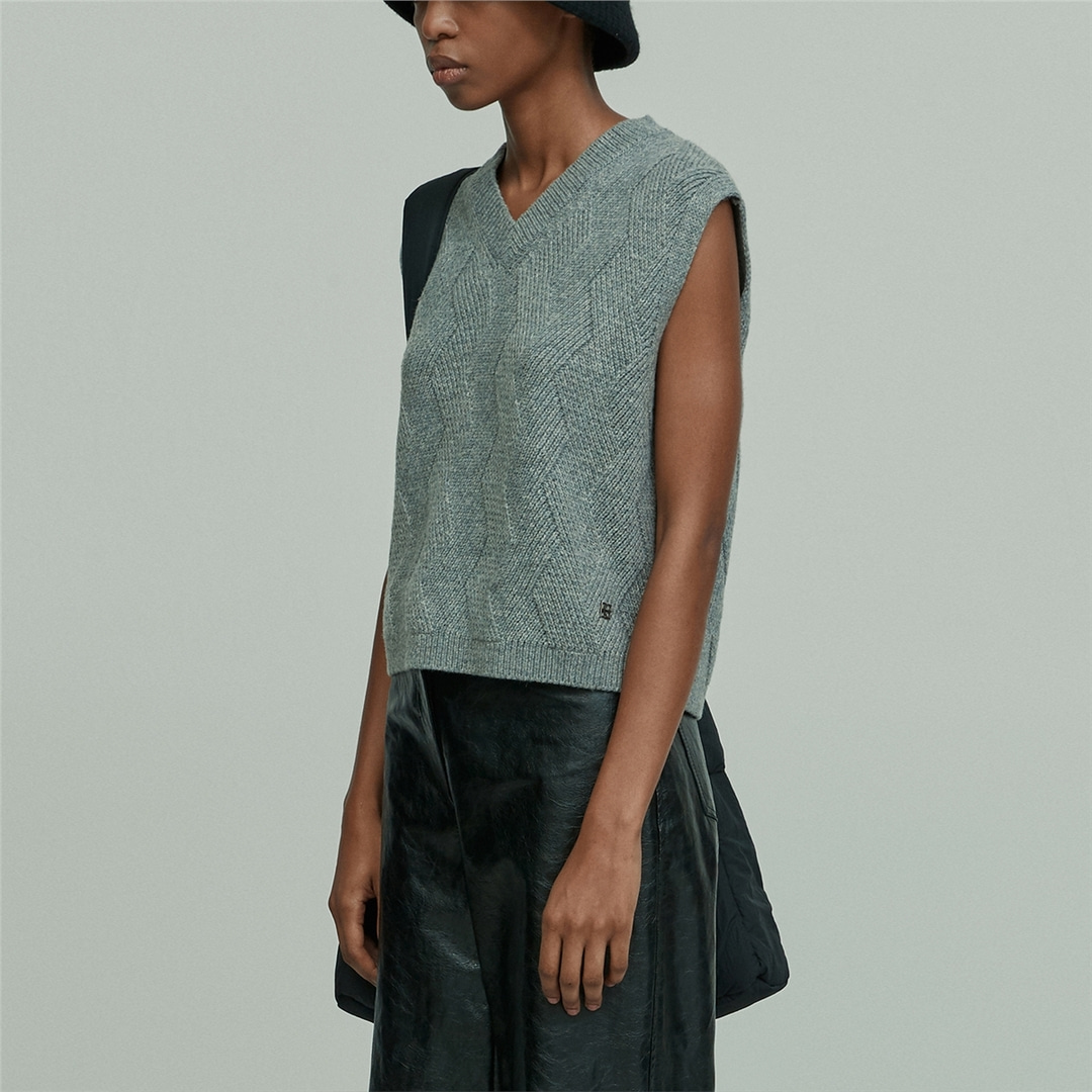 [N][리이] LAMBSWOOL BLEND KNITTED VEST GRAY