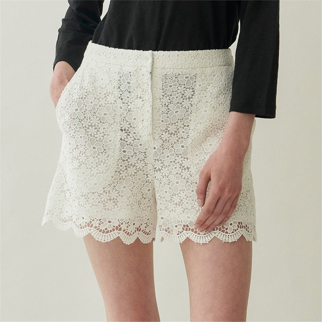 [블랭크03] cotton lace short pants (off white)