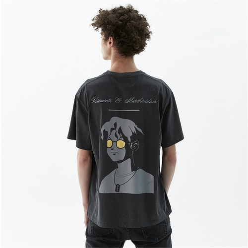 [에이치블레이드] 피그먼트 라이언 애니메이션 티셔츠_그레이
