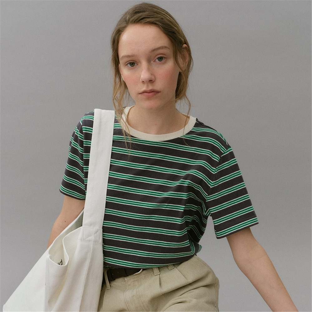 [블랭크03] vintage stripe t-shirt (green)