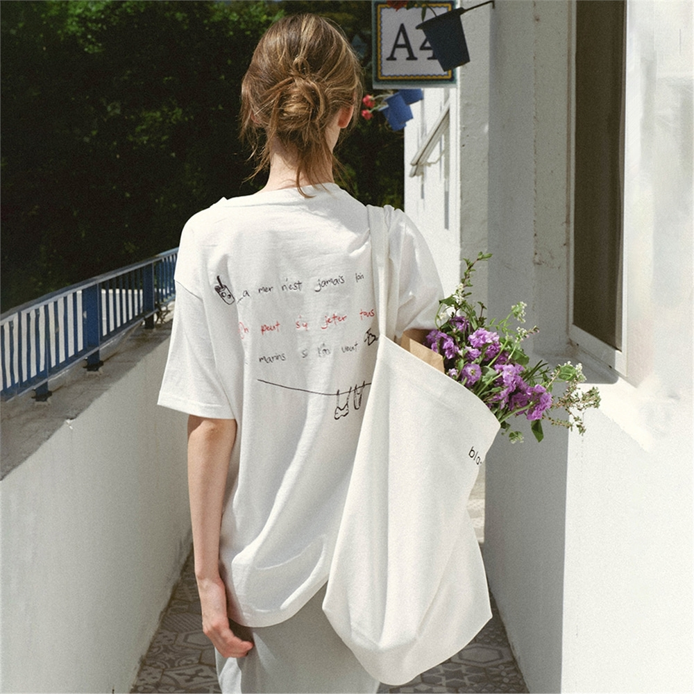 [블랭크03] embroidery boxy t-shirt (white)