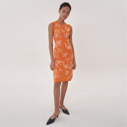 [비먼] jacquard knit dress_orange