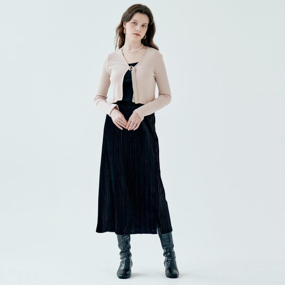 [메타퍼] MET Crop Cardigan Velvet Skirt Set