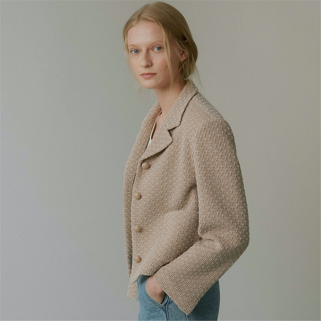 [블랭크03] weaving tweed jacket [Italian fabric] (beige)