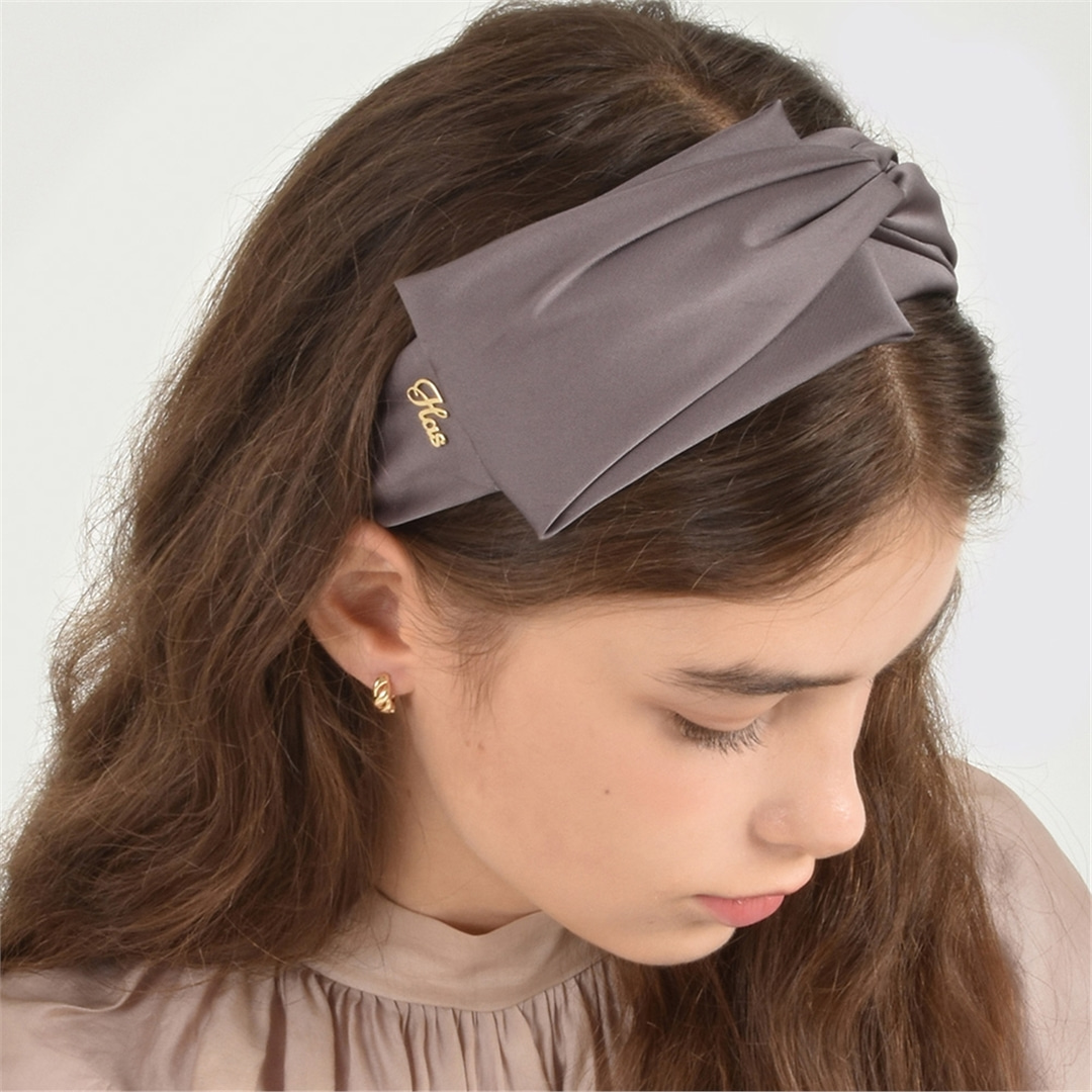 [단독][하스] Silk unbalanced ribbon Hairband_HB009