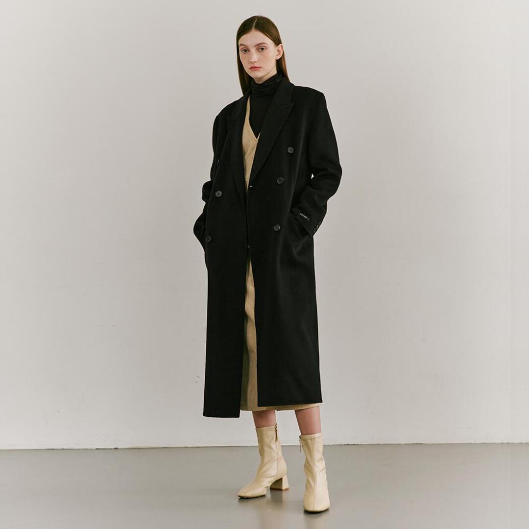 [누브] Cashmere Handmade Double Coat - Black