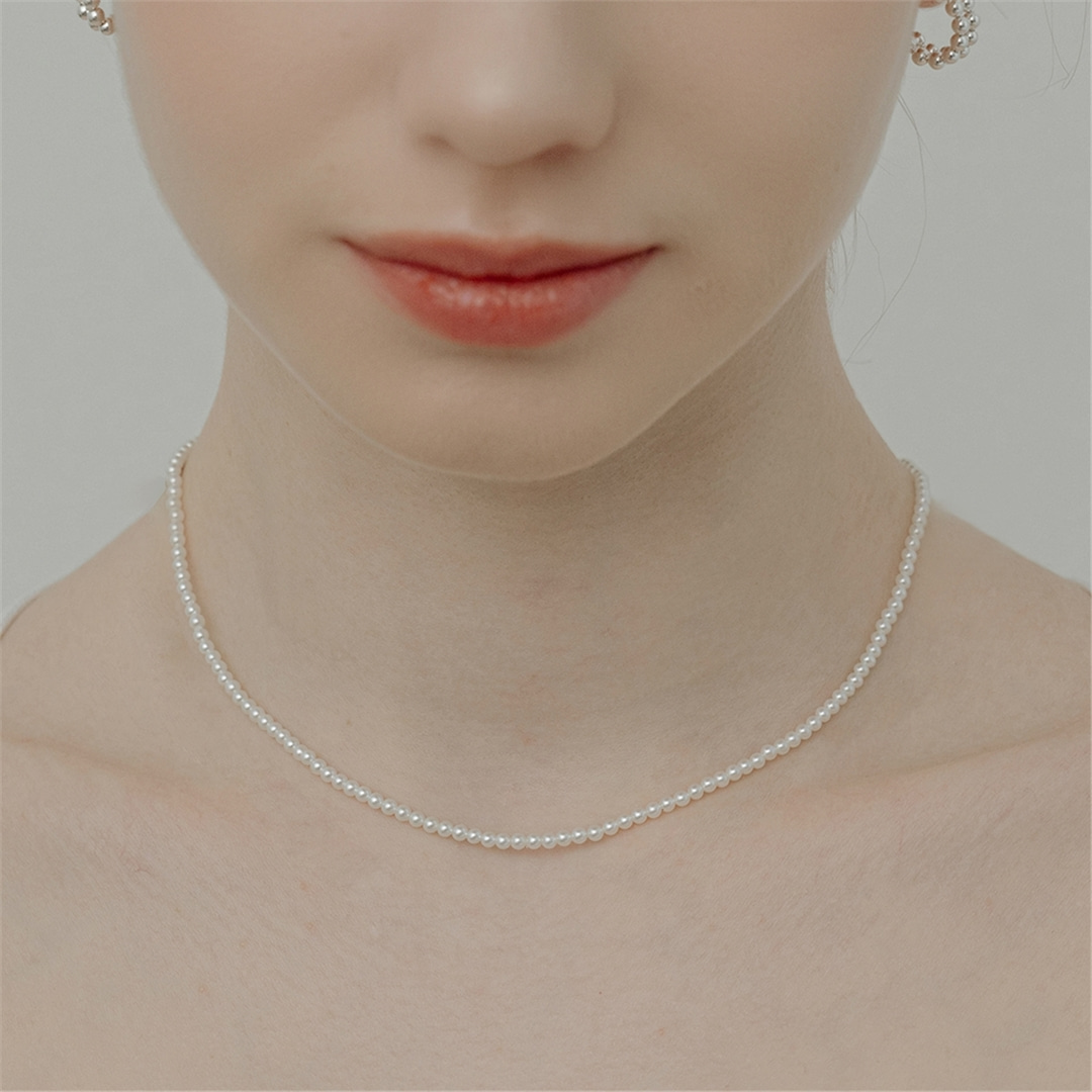[티오유] [Silver925] WE014 Mini pearl necklace
