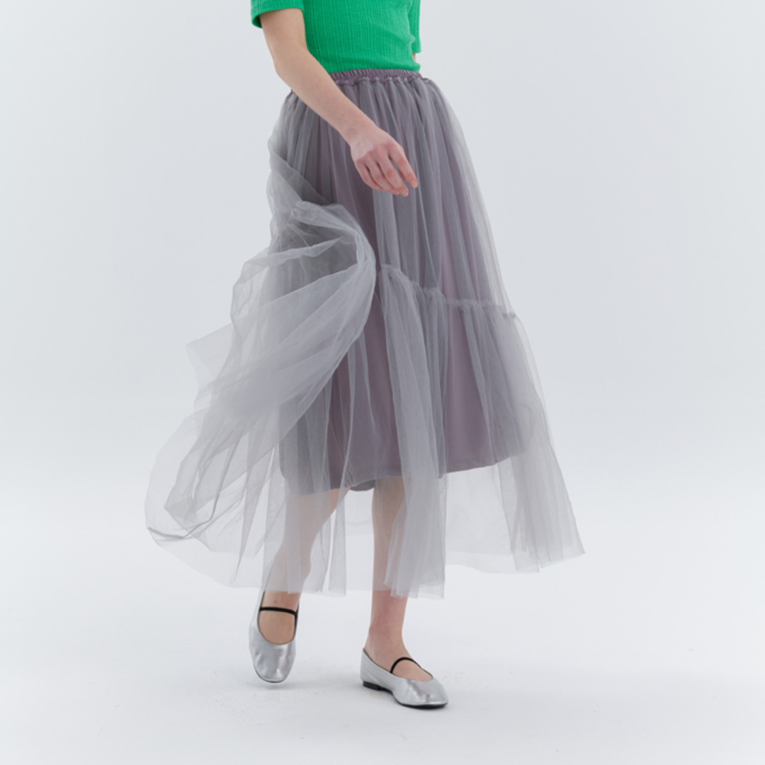 [위티앤험블] Mesh Long Skirt (Gray)