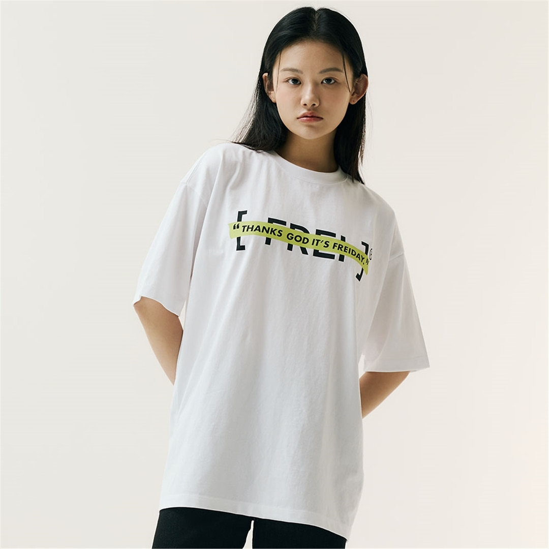 [프라이] 테이프 로고 반팔 티셔츠(LIME)