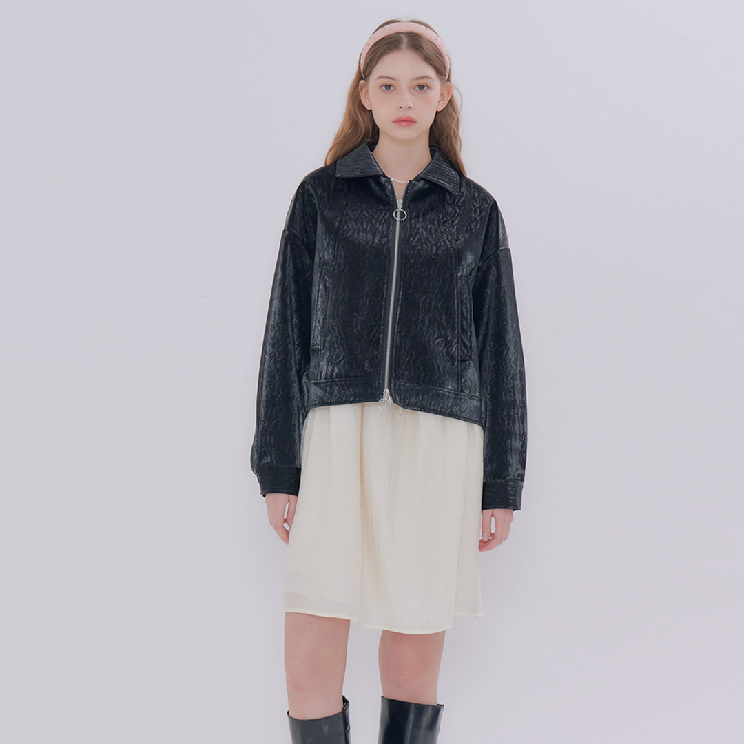 [메타퍼] MET wrinkle leather jacket black