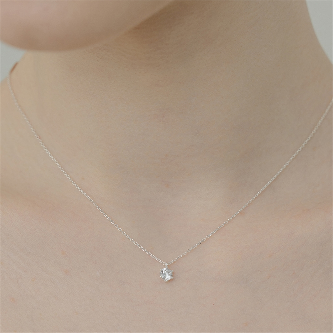 [티오유] [Silver925] WE012 Simple crystal cubic necklace