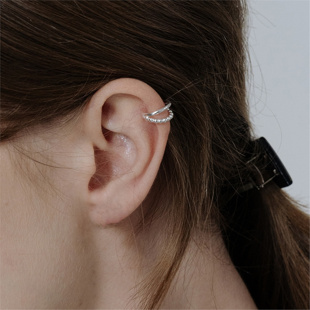 [티오유] [silver925] TB018 two line cubic earcuff