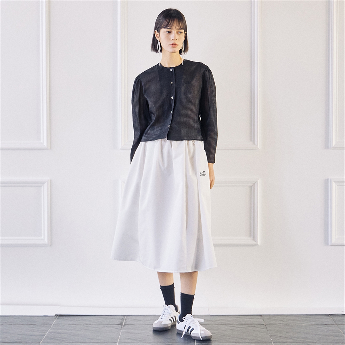 [타브] Simple A line Skirt-White