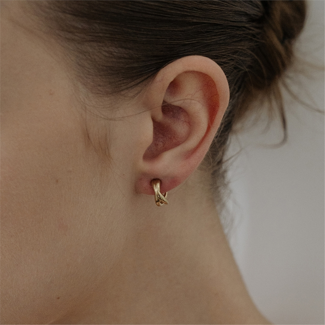 [티오유] [silver925] TB020 cross line earrings