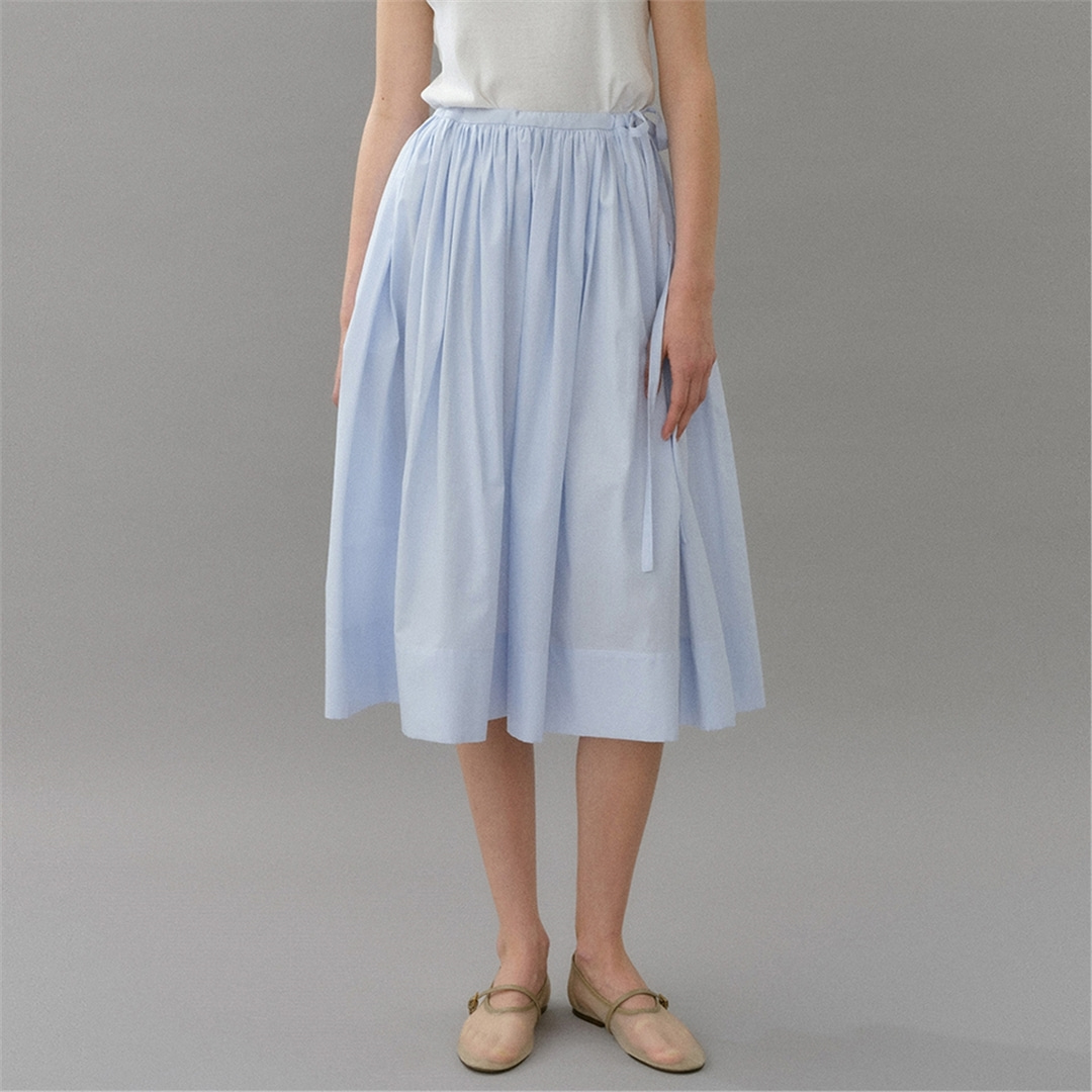 [블랭크03] cotton string skirt (blue stripe)