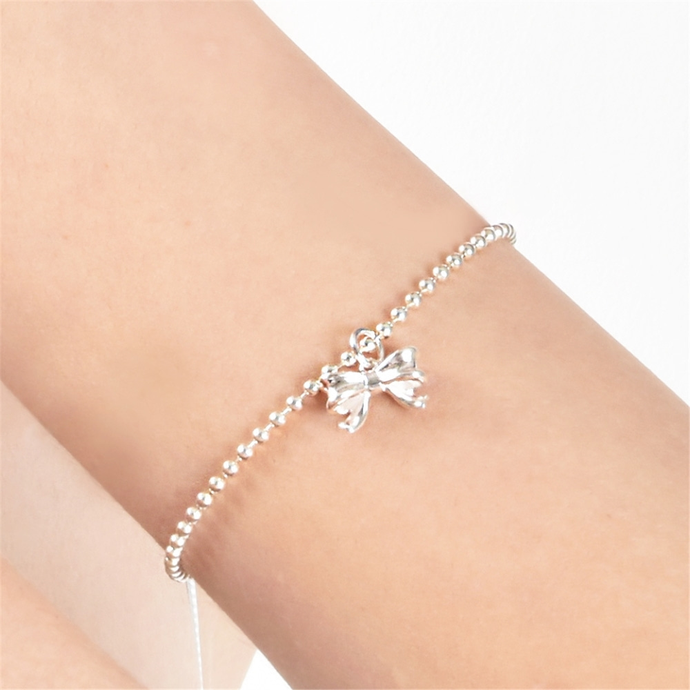 [티오유] Ball chain cute ribbon bracelet_TP027 [Silver925]