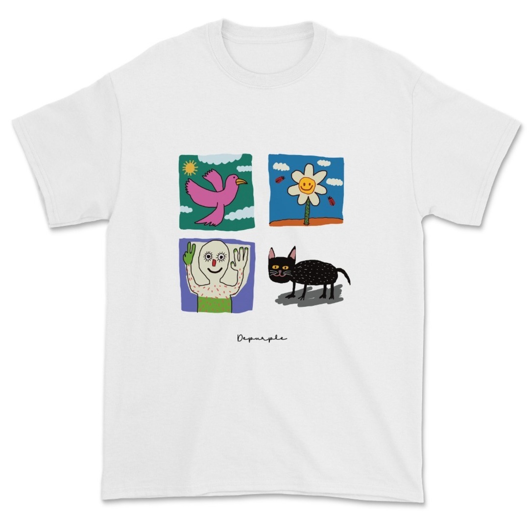 디퍼플 4컷 아트웍 오버핏 핸드드로잉 티셔츠