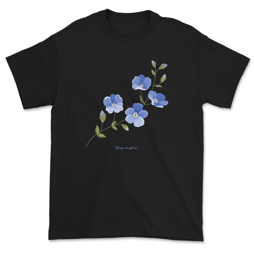 디퍼플 플라워 프린팅 오버핏 핸드드로잉 티셔츠