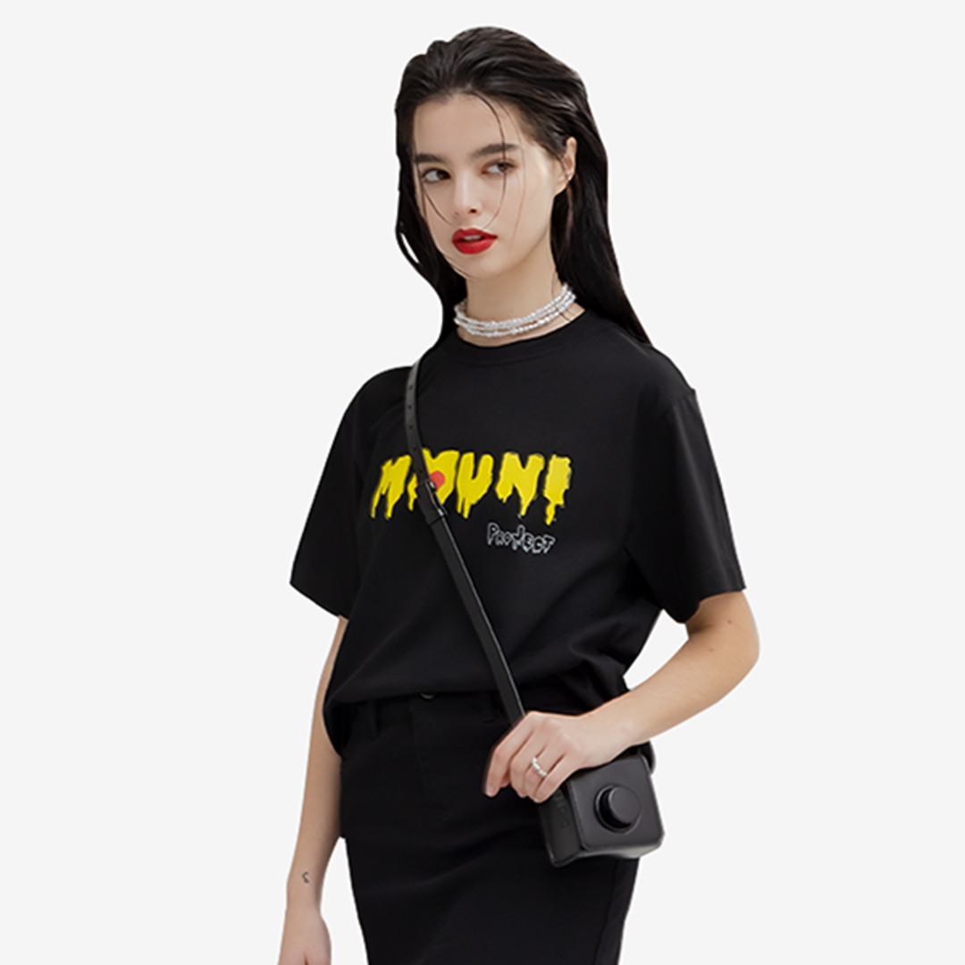 [뮤니 프로젝트]로고 프린팅 오가닉 티셔츠(T-SHIRTS#2_BK)