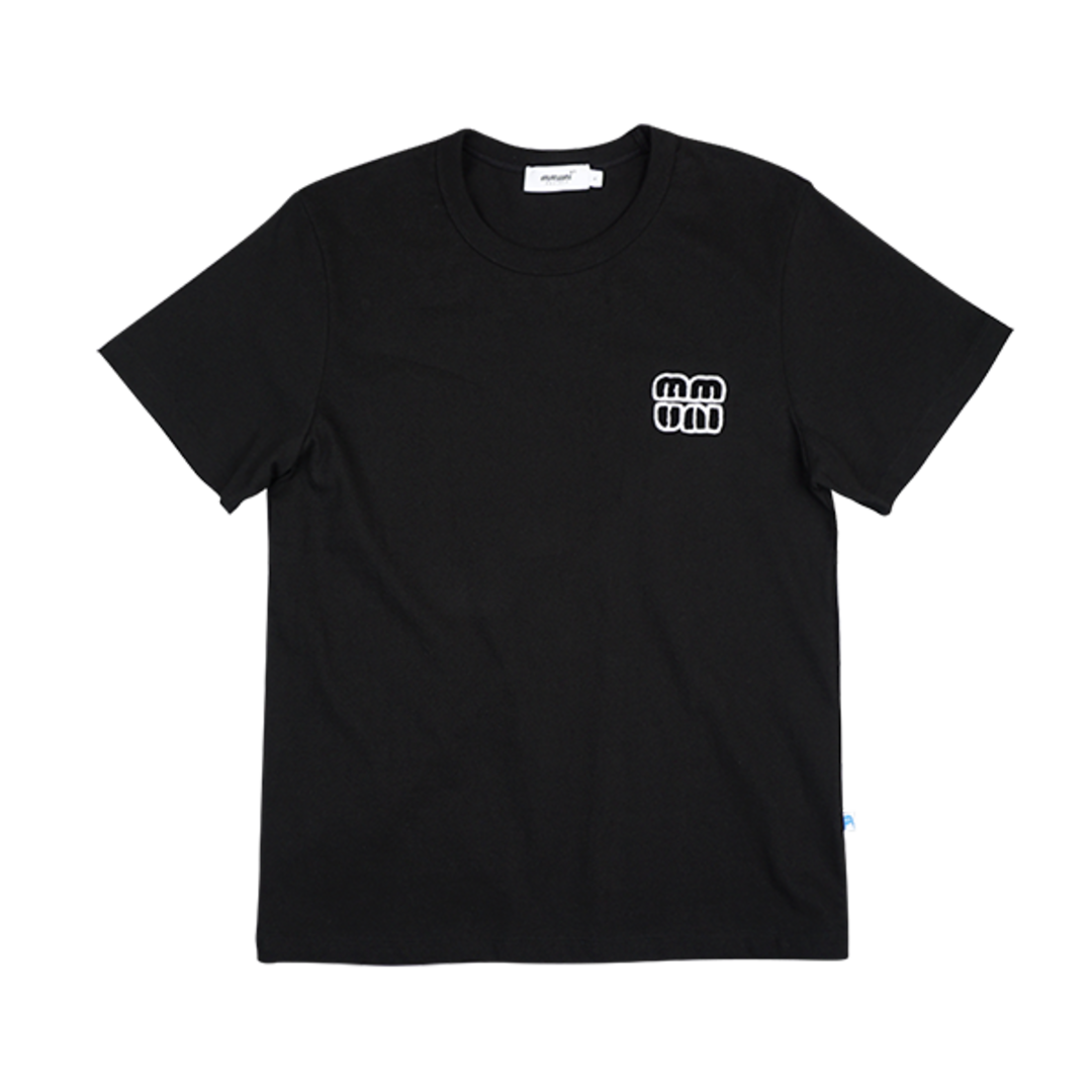 [뮤니 프로젝트]부클 자수 오가닉 티셔츠(T-SHIRTS#1005_BK)