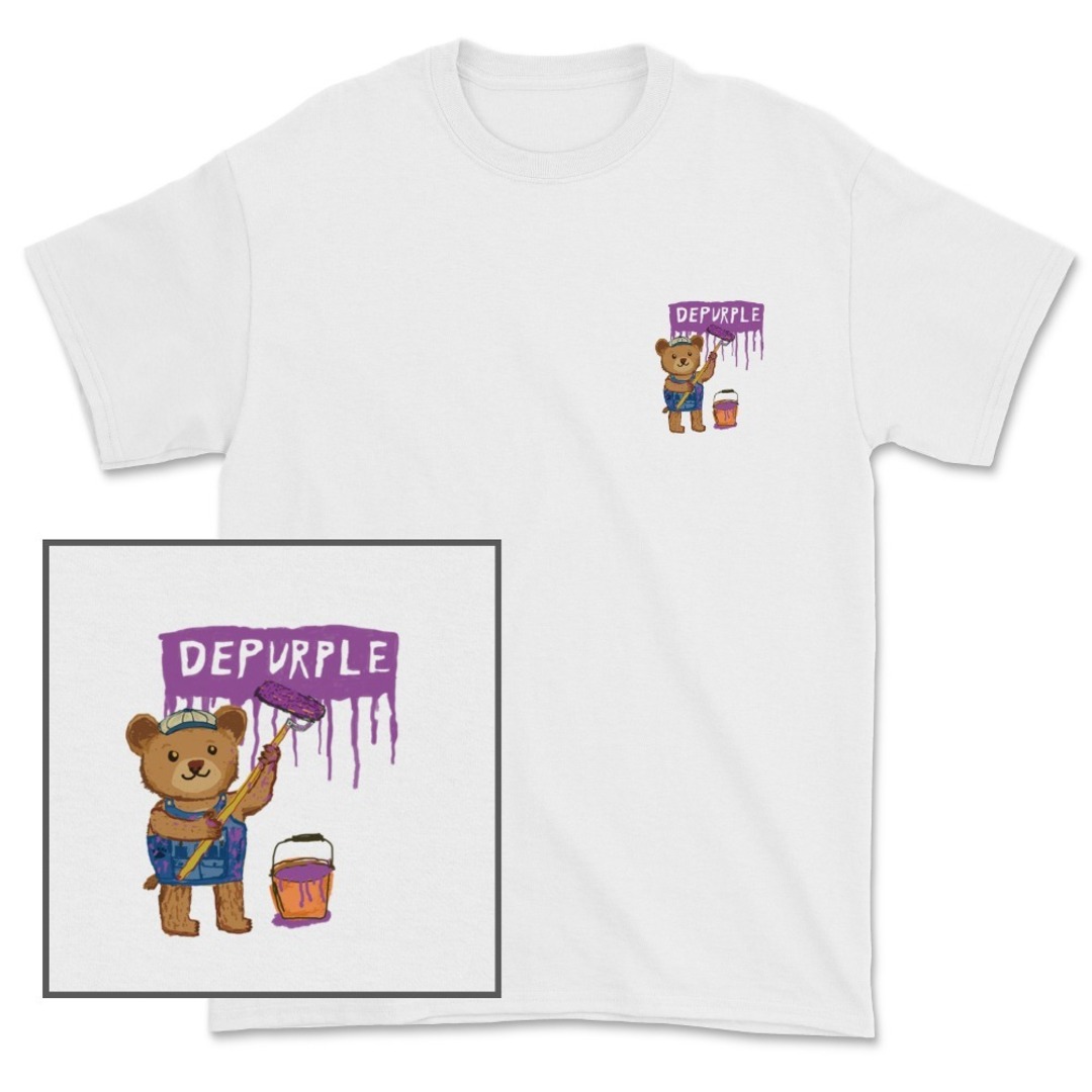 디퍼플 베어 프린팅 오버핏 핸드드로잉 로고 티셔츠