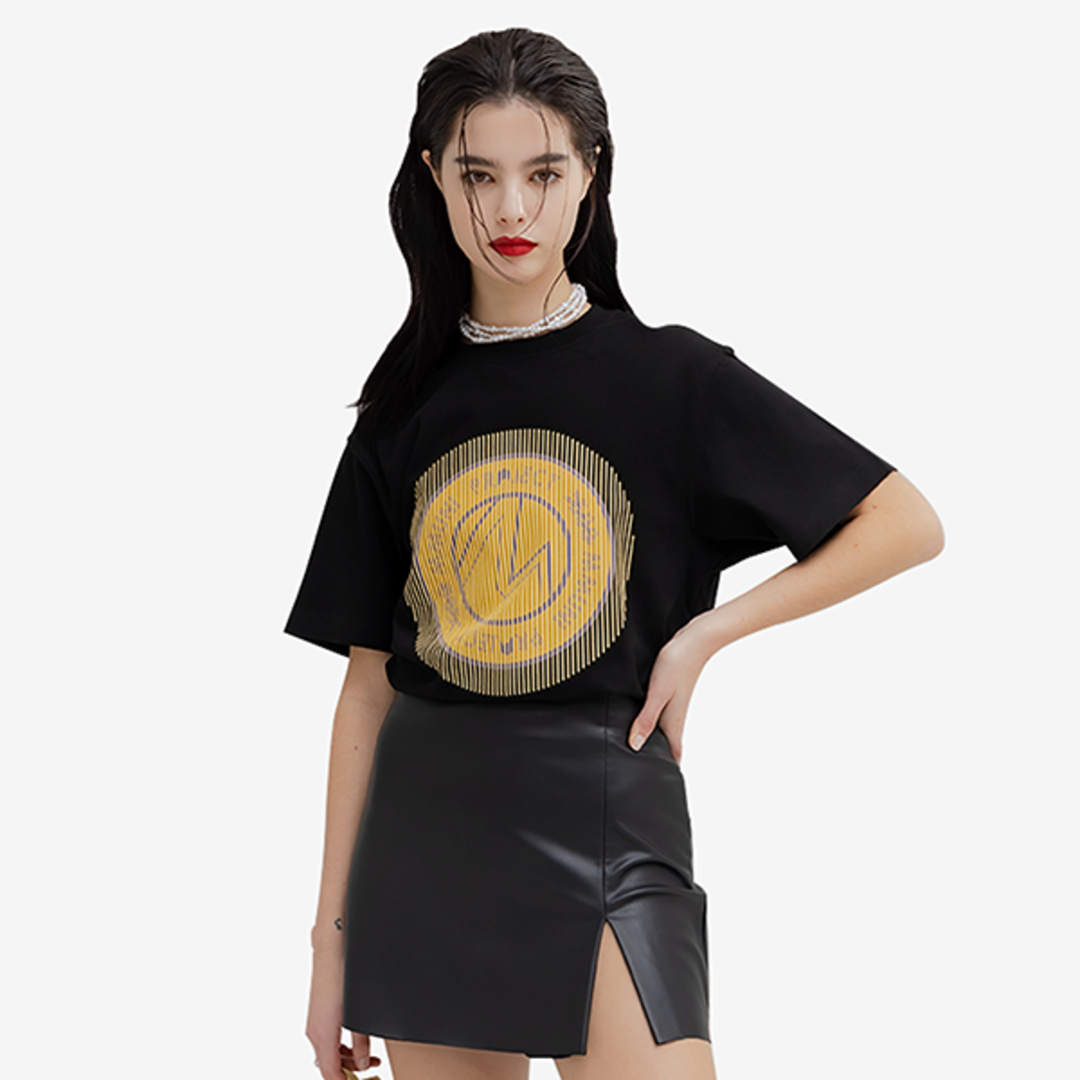 [뮤니 프로젝트]입체 원형나염 디자인 오가닉 티셔츠(T-SHIRTS#4_BK)