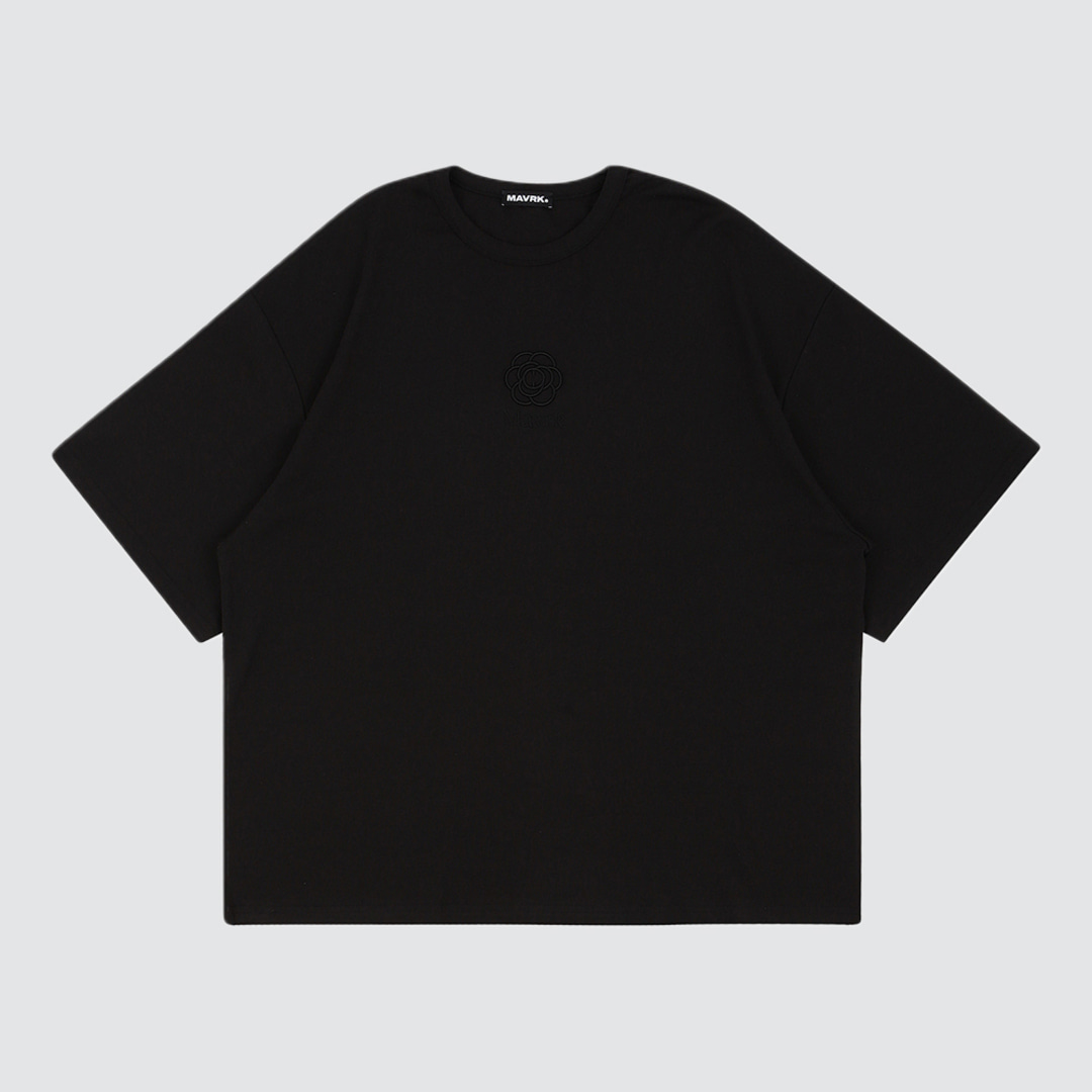 [매버릭] M-플라워 자수 오버핏 티셔츠 블랙