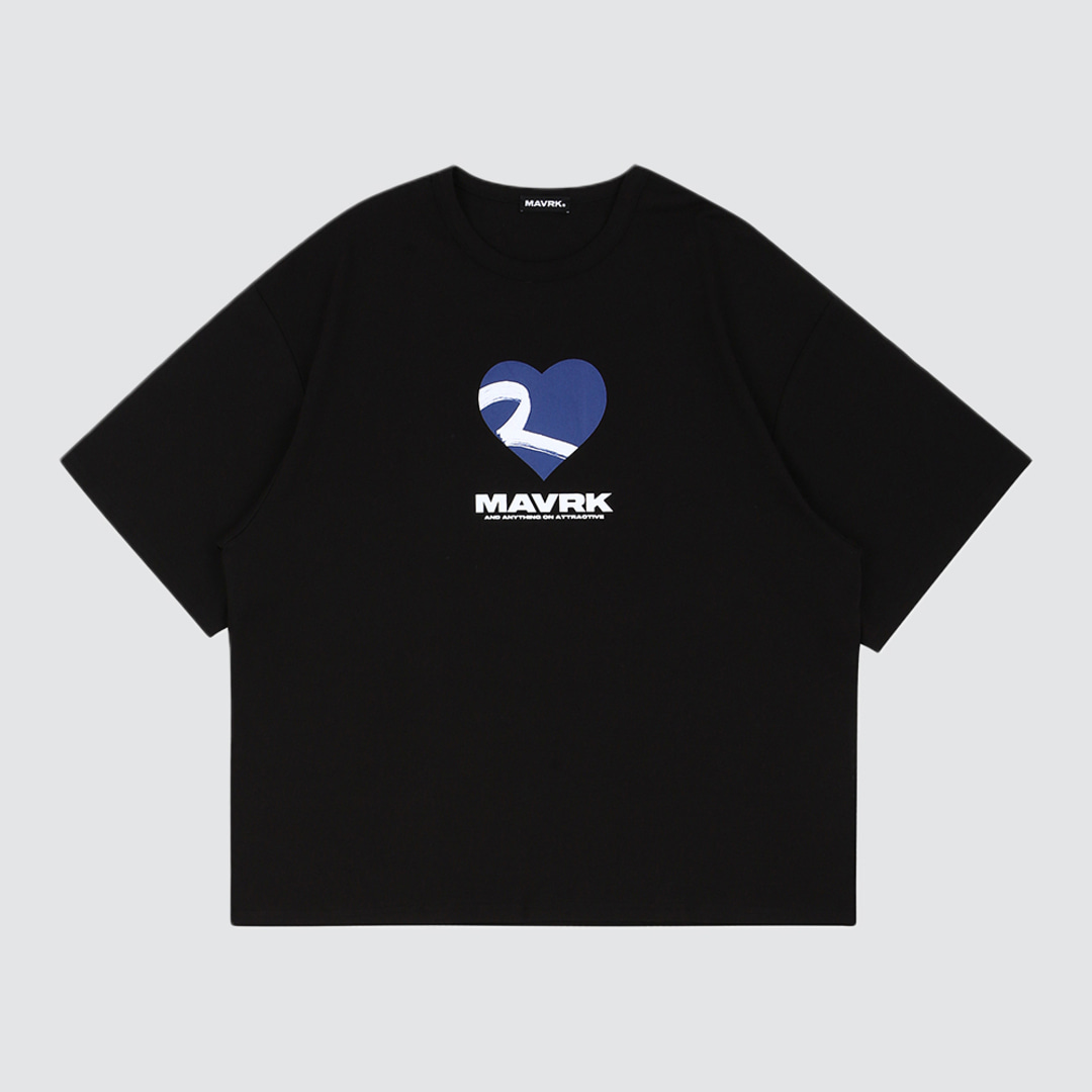 [매버릭] MVR 하트 로고 오버핏 티셔츠 블랙