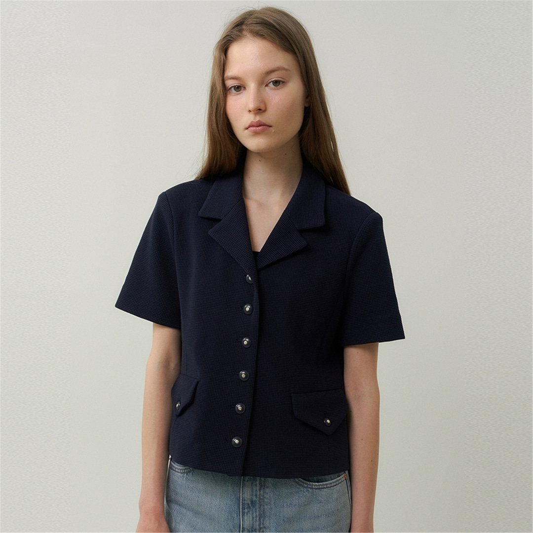 [블랭크03] soft tweed summer jacket [Japanese fabric] (navy)