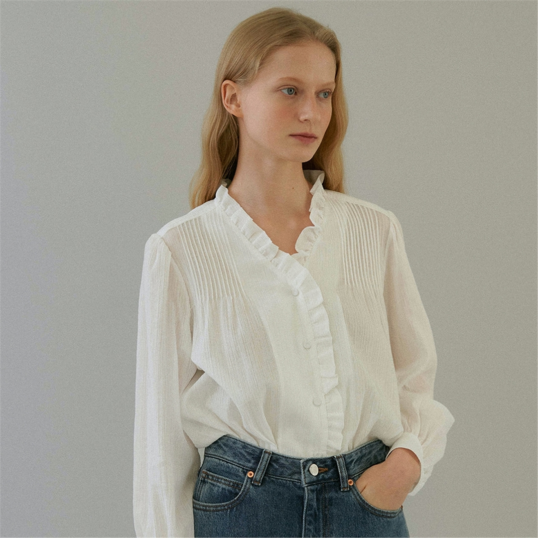 [블랭크03] spring cotton pin-tuck blouse (white)
