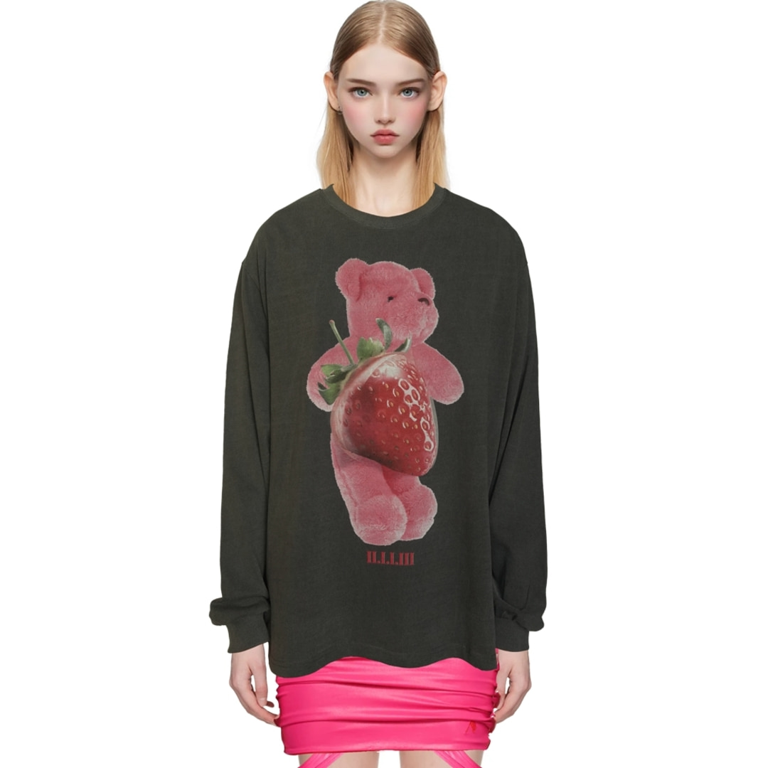 [2113 스튜디오] Ep.6 Long sleeve T-shirts Dark grey top No.8 (Pink bear)