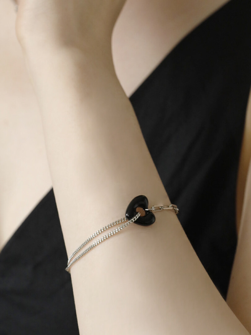 [소수] Heart Chain Layered Bracelet 하트 체인 레이어드 팔찌
