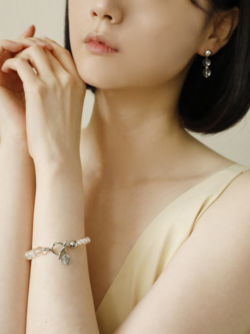 [소수] Crystal Pearl Bracelet 크리스탈 진주 팔찌