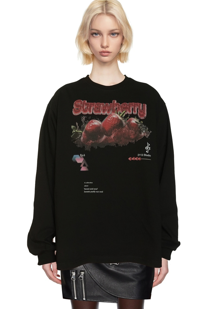 [2113 스튜디오] Ep.6 Long sleeve T-shirts Black top No.2 (3 strawberry)