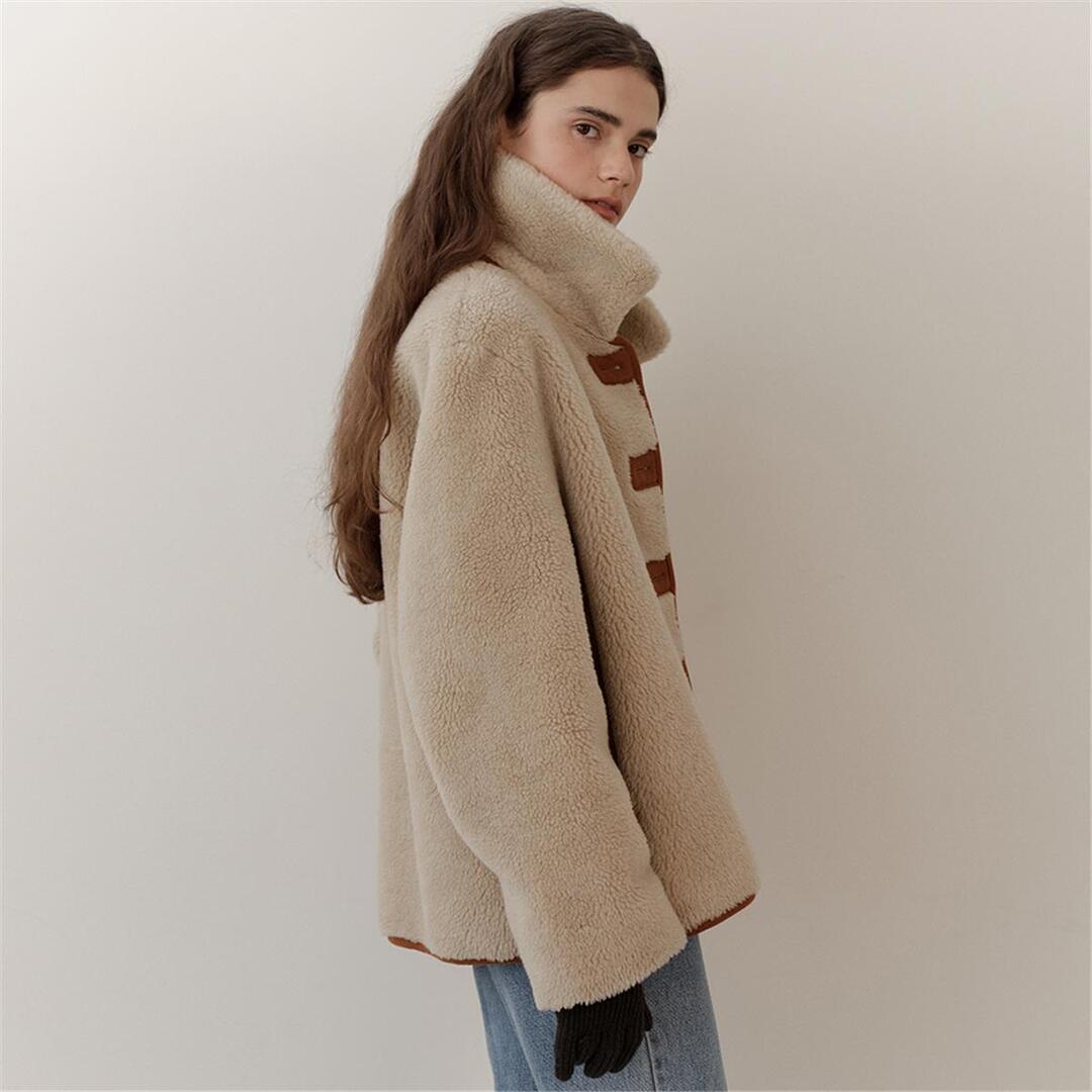 [블랭크03] wool shearing reversible half coat (beige)
