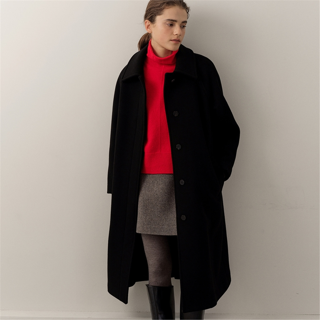 [블랭크03] cashmere wool balmacaan coat (black)