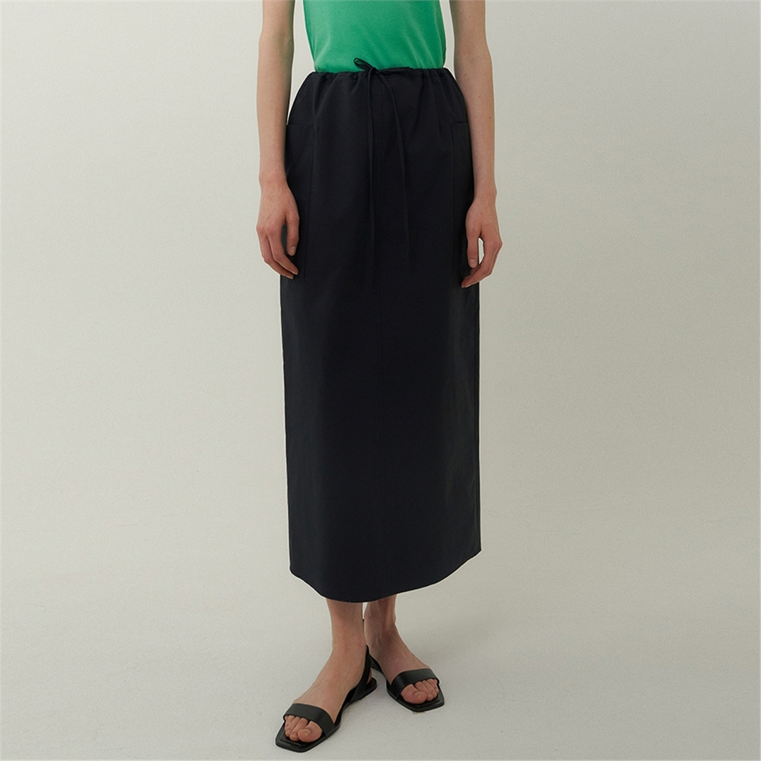 [블랭크03] side pocket long skirt (navy)