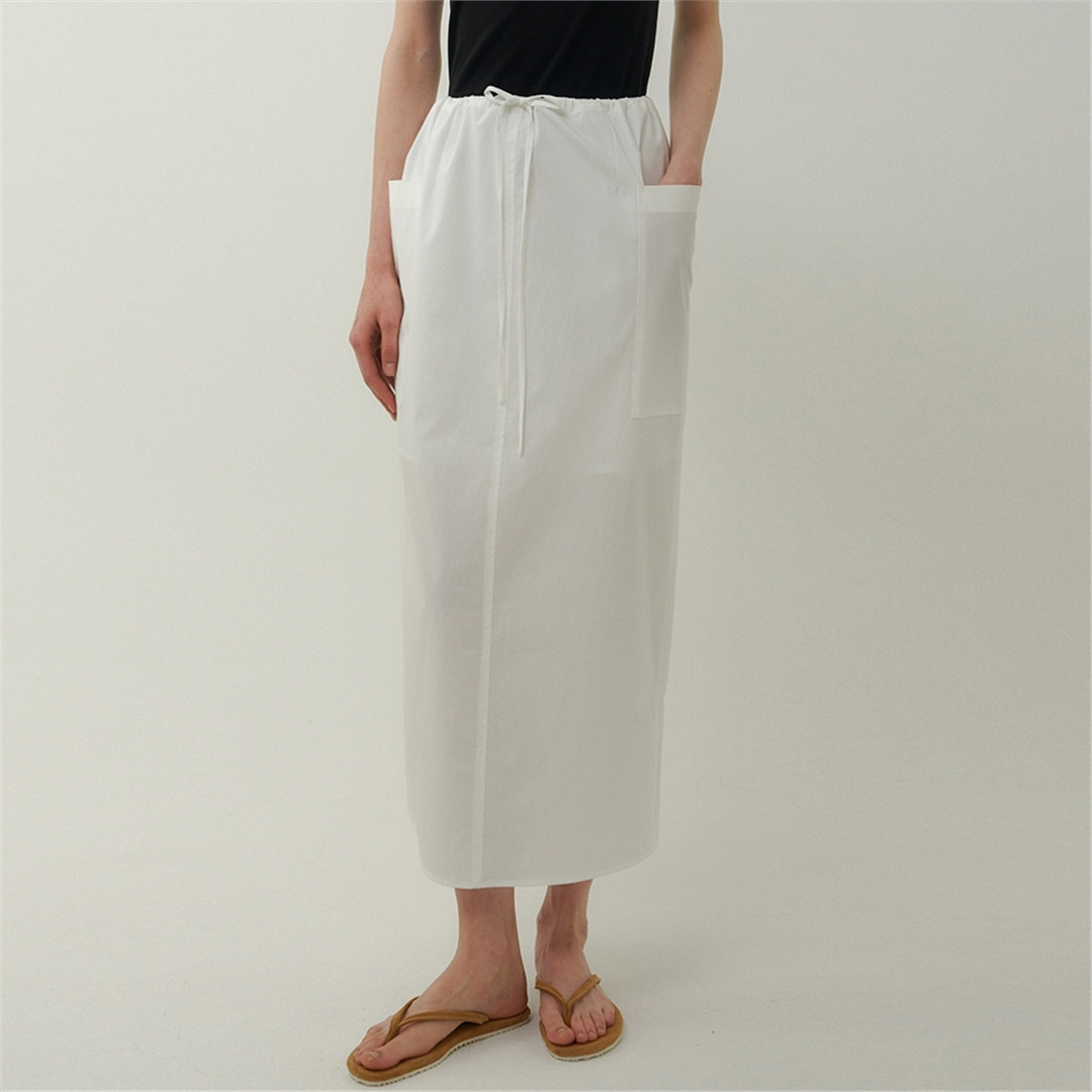 [블랭크03] side pocket long skirt (off white)