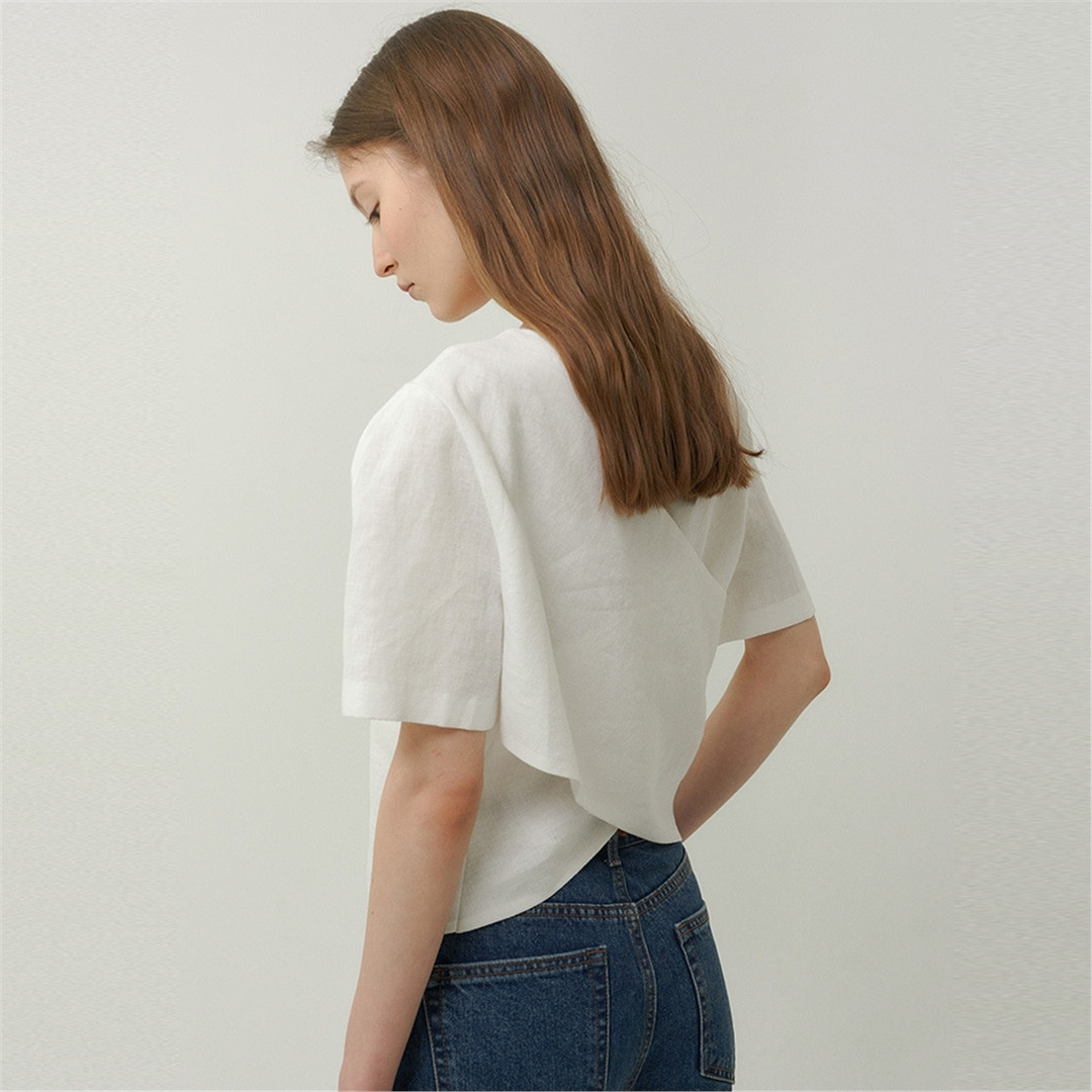 [블랭크03] linen cross blouse (white)