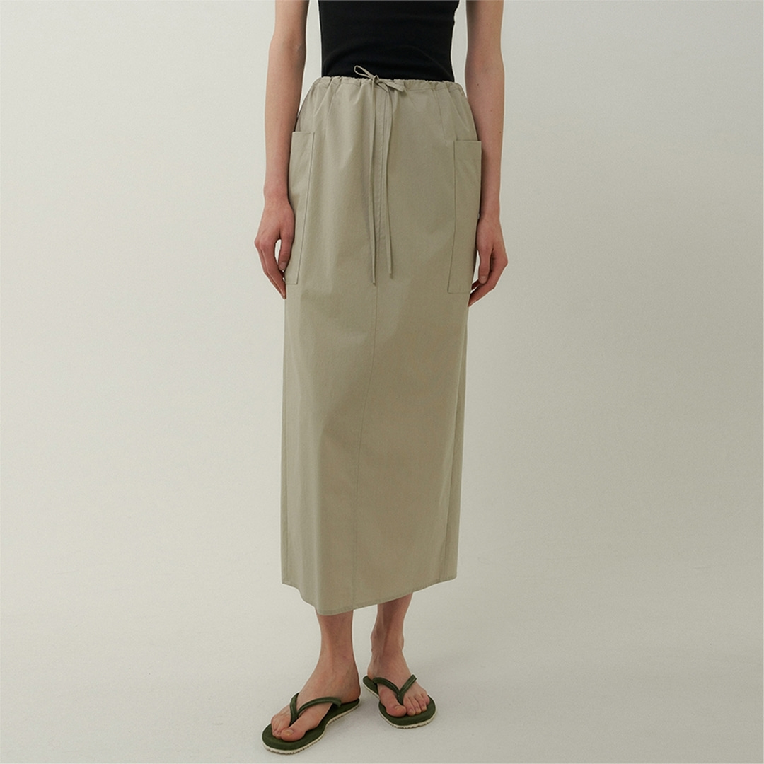 [블랭크03] side pocket long skirt (light khaki)