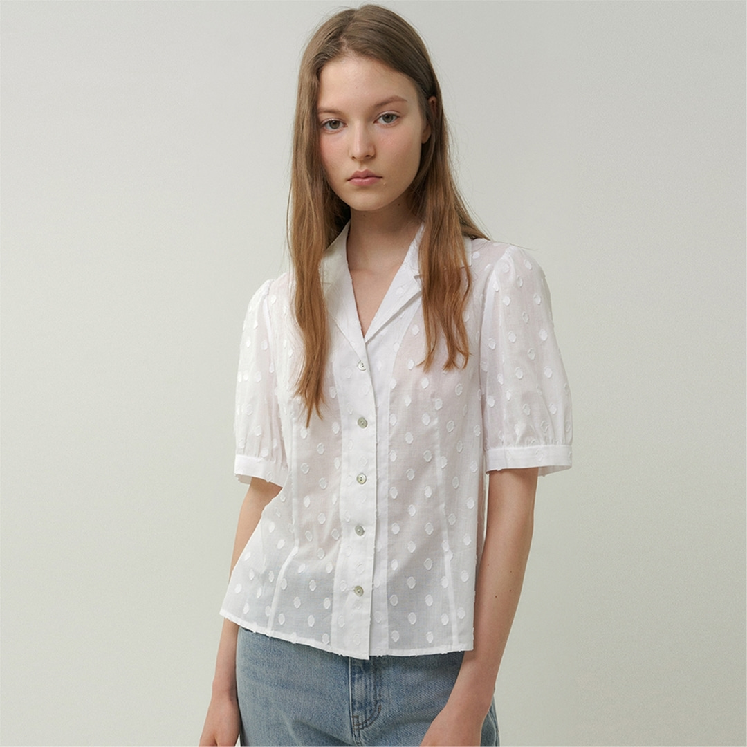 [블랭크03] cotton dot puff blouse (white)