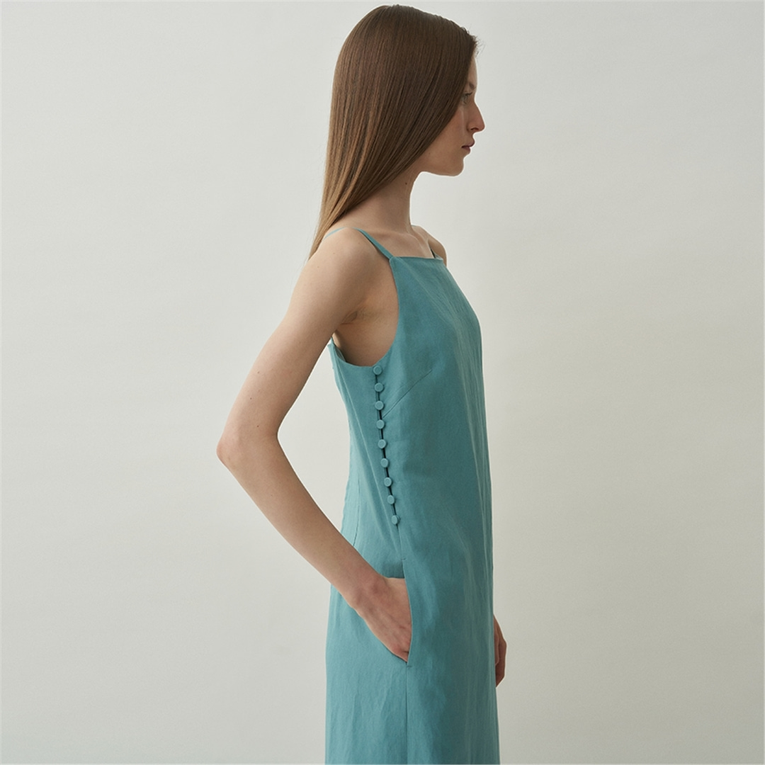 [블랭크03] linen camisole dress (blue)